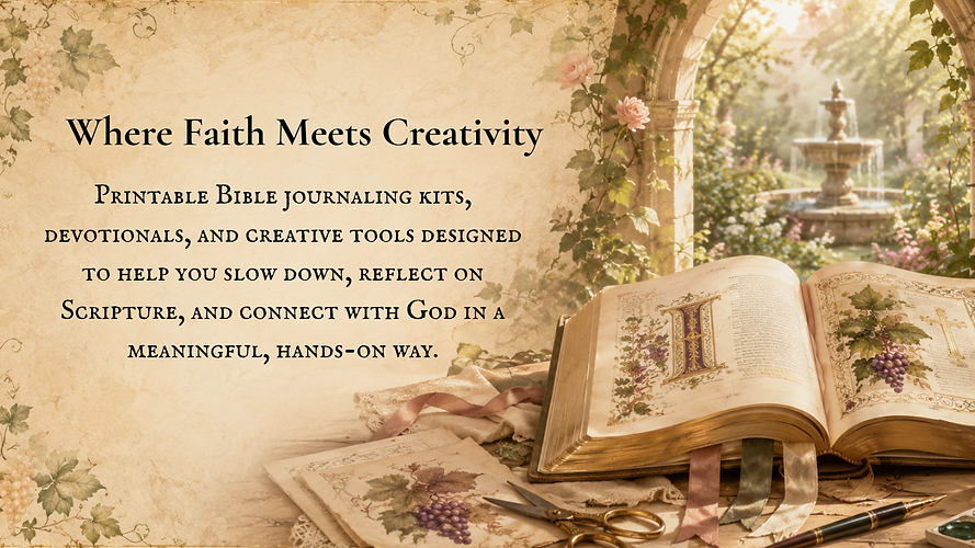 Printable Bible journaling kits, devotionals, and creative tools designed to help you slow down, reflect on Scripture, and connect with God in a meaningful, hands-on way.