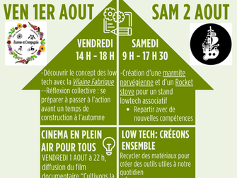 Ateliers Low Tech et cinéma en plein air les 1er et 2 août 2025