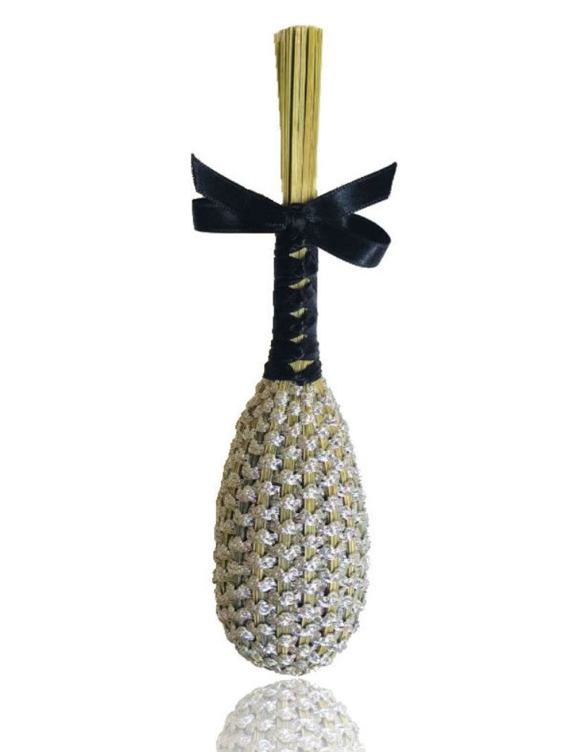 fuseau de lavande galon vague argent et ruban satin noir