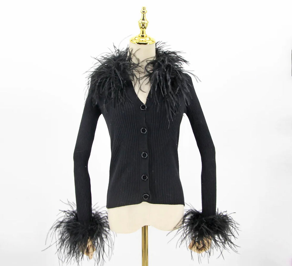 Thumbnail: OSTRICH FEATHERED CARDIGAN 