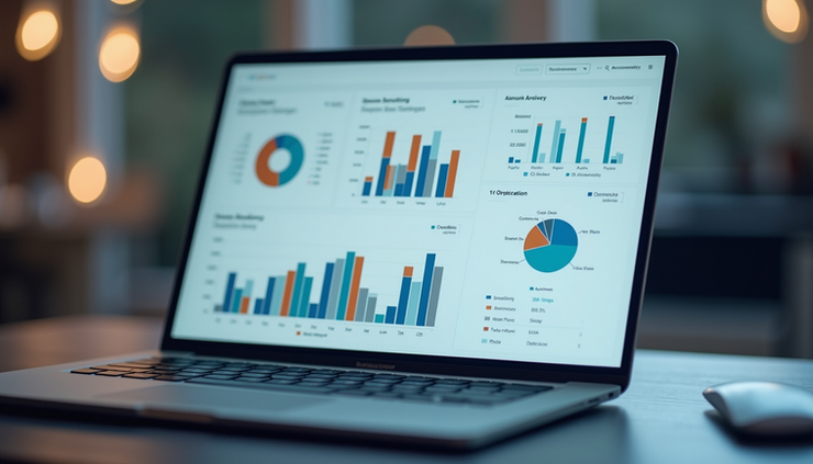 Close-up view of a laptop screen showing cloud cost analytics dashboard