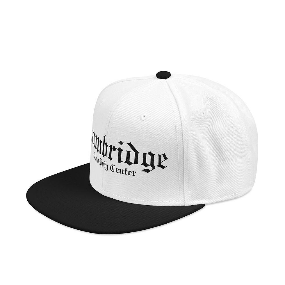 Thumbnail: Embroidered Snapback Hat — Gothic 'Cambridge' Logo, Adjustable Flat Brim
