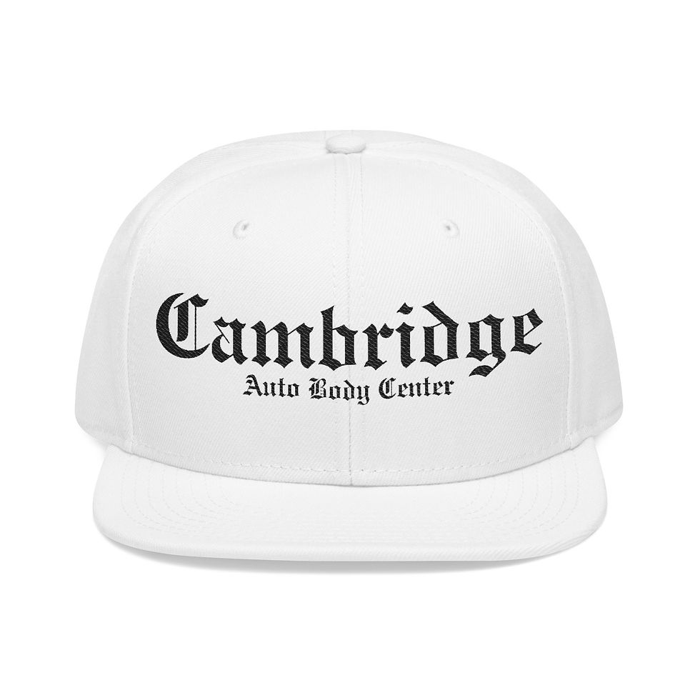 Thumbnail: Embroidered Snapback Hat — Gothic 'Cambridge' Logo, Adjustable Flat Brim