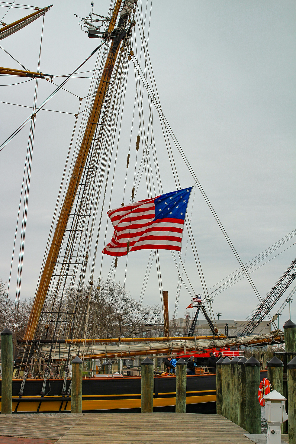 A historic sailing vessel in a Maryland harbor representing the local community served by Chateau Health and Wellness.