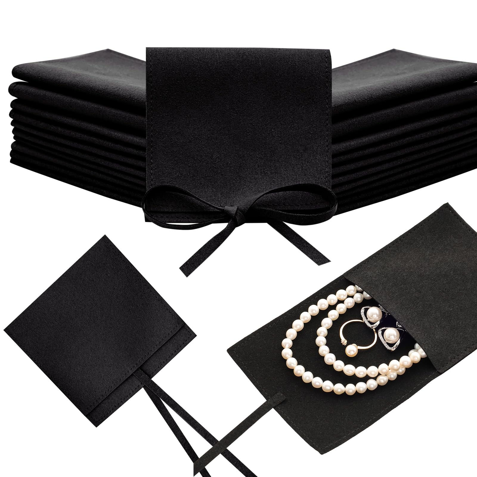 Heliltd 12pcs Microfiber Jewelry Pouch 8x8cm Microfiber Jewelry Bags Bulk Microf