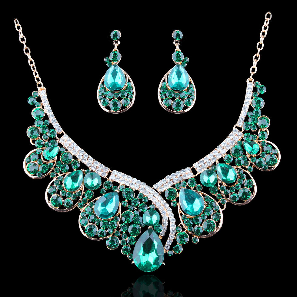 Thumbnail: Exaggerated Alloy Necklace and Earring Set for Brides