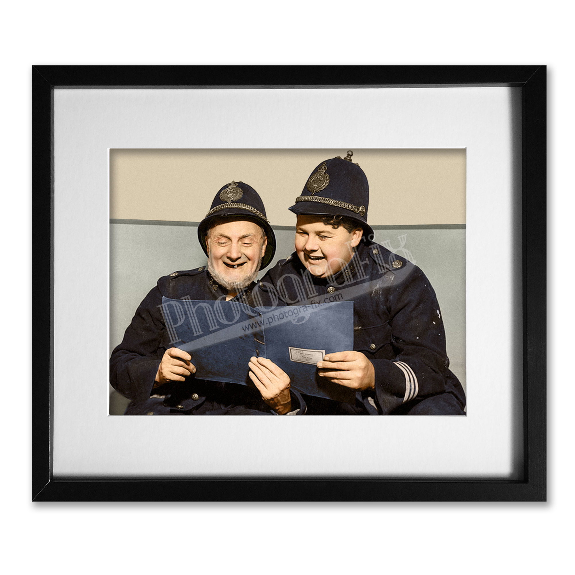 Moore Marriott & Graham Moffatt in 'Ask a Policeman' - Colourised Print/Canvas