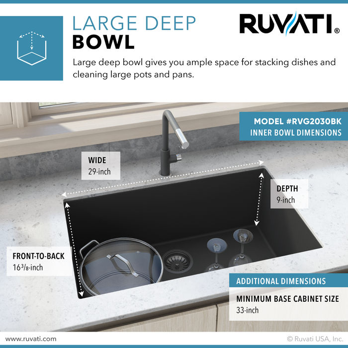 RVG2030BK epiGranite Kitchen Sink by Ruvati