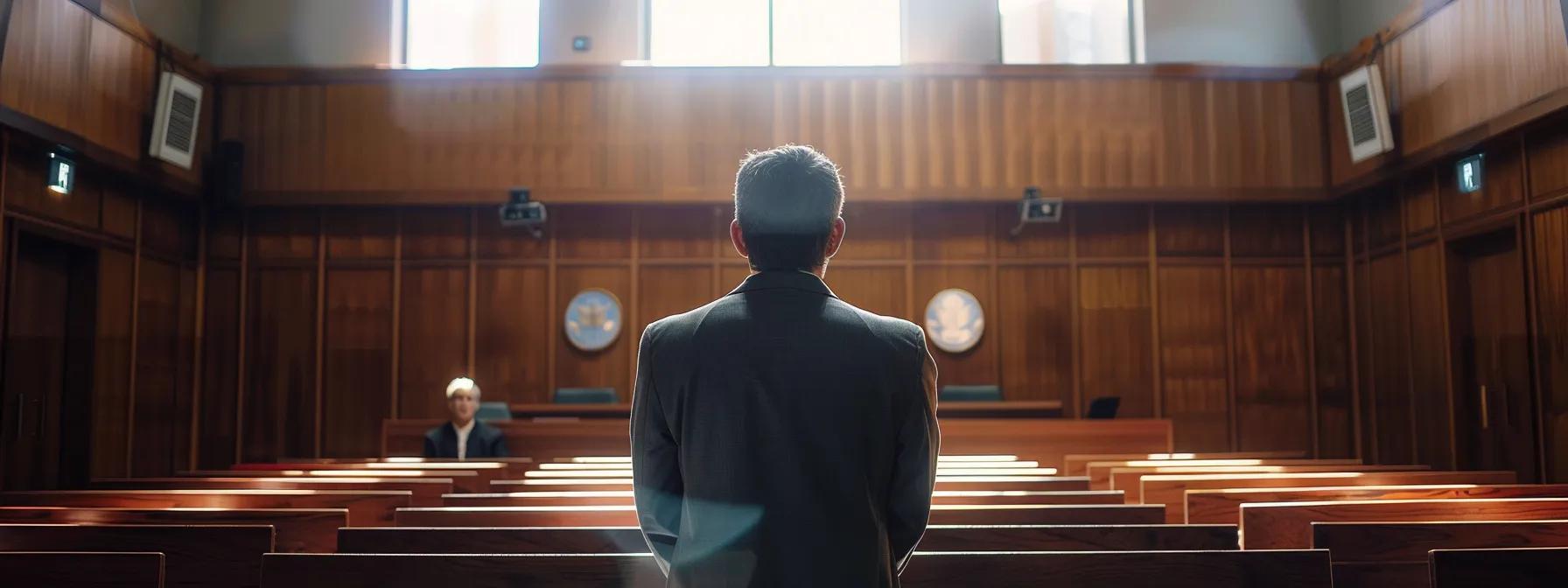 a focused attorney confidently discusses legal strategies with clients in a modern courtroom, emphasizing the importance of tailored legal representation for various family law needs.