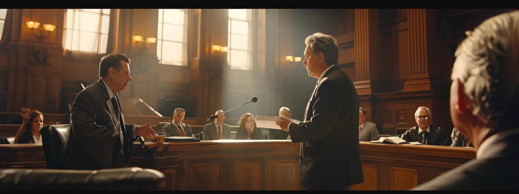 a focused courtroom scene features a serious lawyer presenting a qualified domestic relations order (qdro) to a poised judge, with legal documents and a gavel prominently in the foreground, highlighting the significance of equitable retirement benefit division during divorce proceedings.