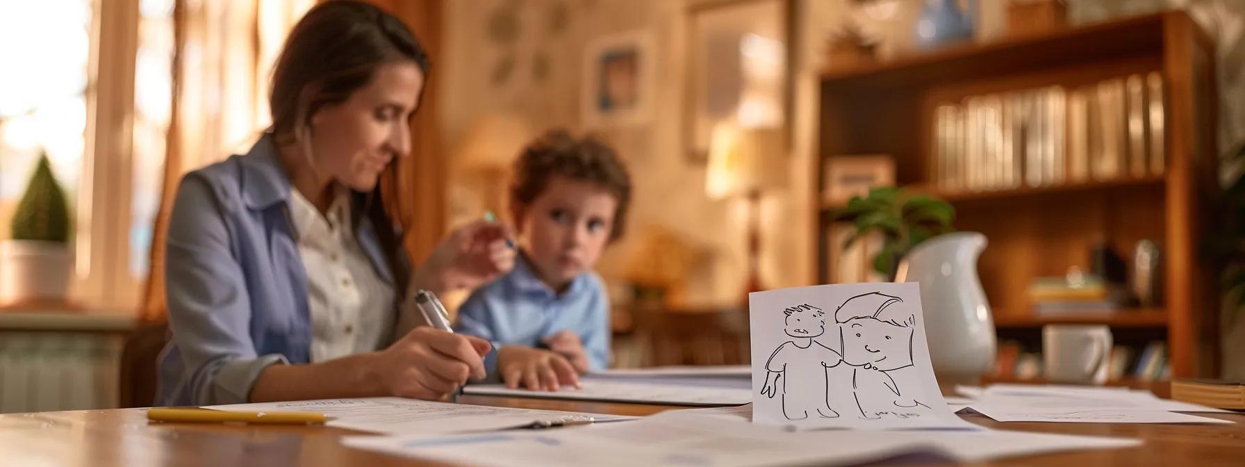 a focused courtroom scene depicts a family law attorney presenting essential documentation in front of a solemn judge, highlighting the initial legal steps of the adoption process.
