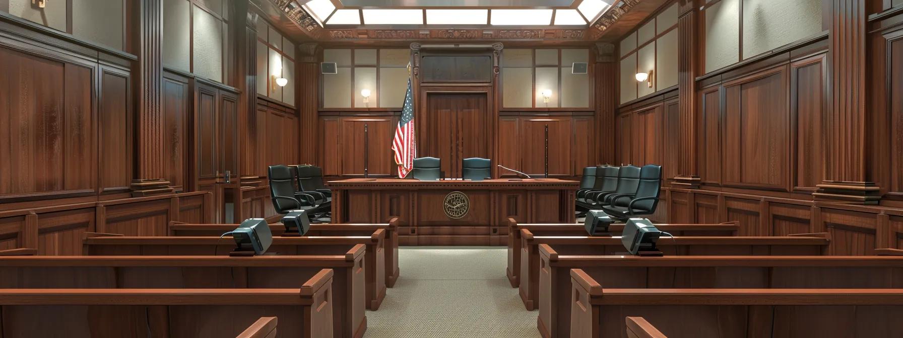 a focused courtroom scene captures a serious lawyer presenting a detailed document outlining retirement assets, with an attentive judge seated at the bench, emphasizing the importance of financial clarity in divorce proceedings.