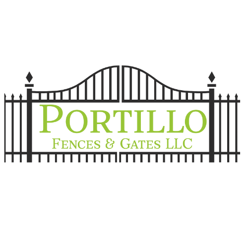 Logo of Portillo Fences and Gates LLC featuring a stylized fence design and bold text in a professional layout.