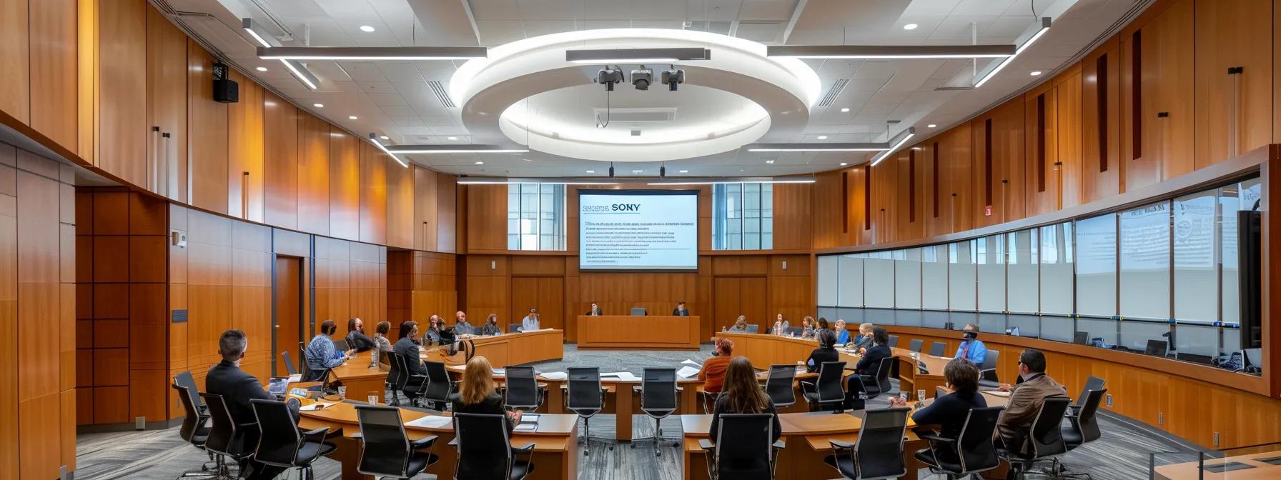a focused courtroom scene captures a lawyer and a judge engaged in an intense discussion, emphasizing the collaborative spirit essential for expediting the divorce process.