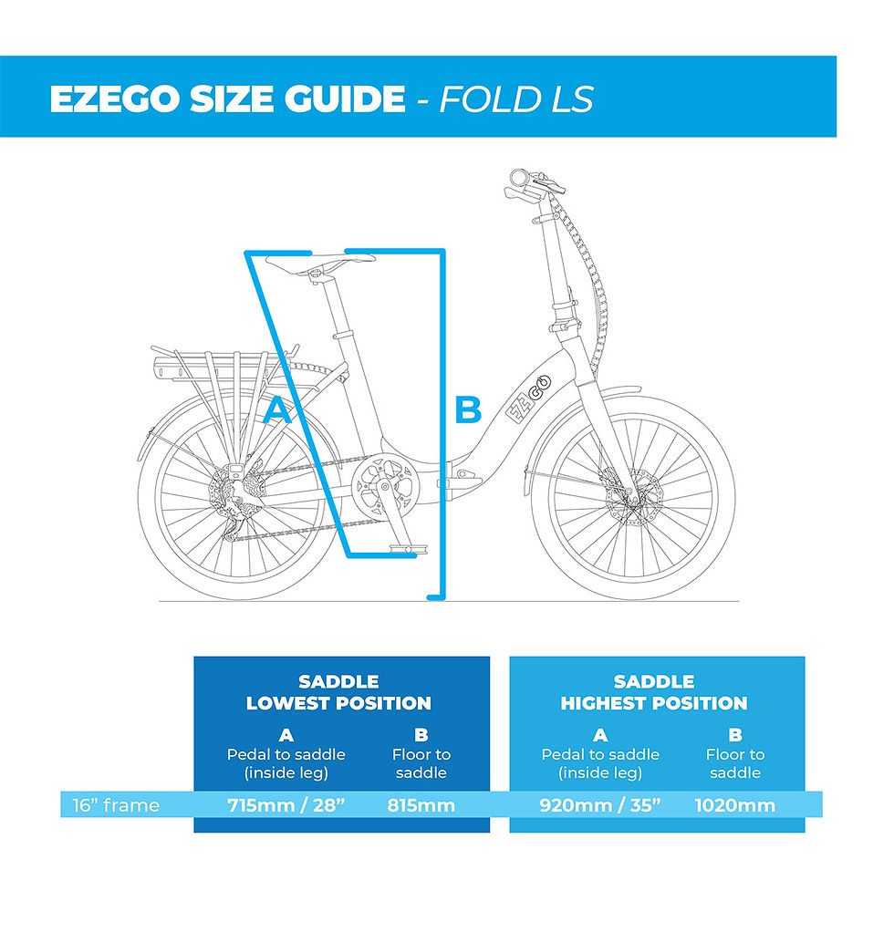 EZEGO FOLD LS LOW STEP FOLDING E-BIKE SIZING