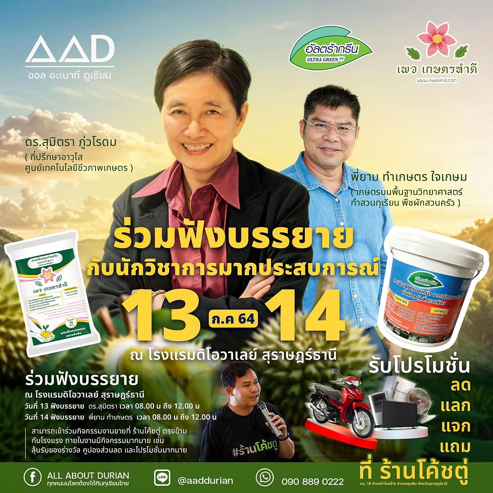 วันที่ 13-14 กรกฎาคม 2567 บริษัท เนเจอร์ เวนเจอร์ จำกัด ได้จัดกิจกรรม”วันถ่ายทอดเทคโนโลยีและนวัตกรรมการปรับปรุงดินเพื่อส่งเสริมผลผลิตทุเรียนให้มีคุณภาพ“ ร่วมกับเกษตรทำดี
