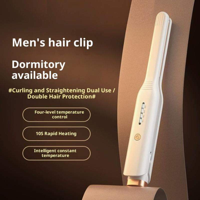 Thumbnail: Portable Men's Hair Straightener & Curler Iron Dual Use Travel Ceramic Fast Heat