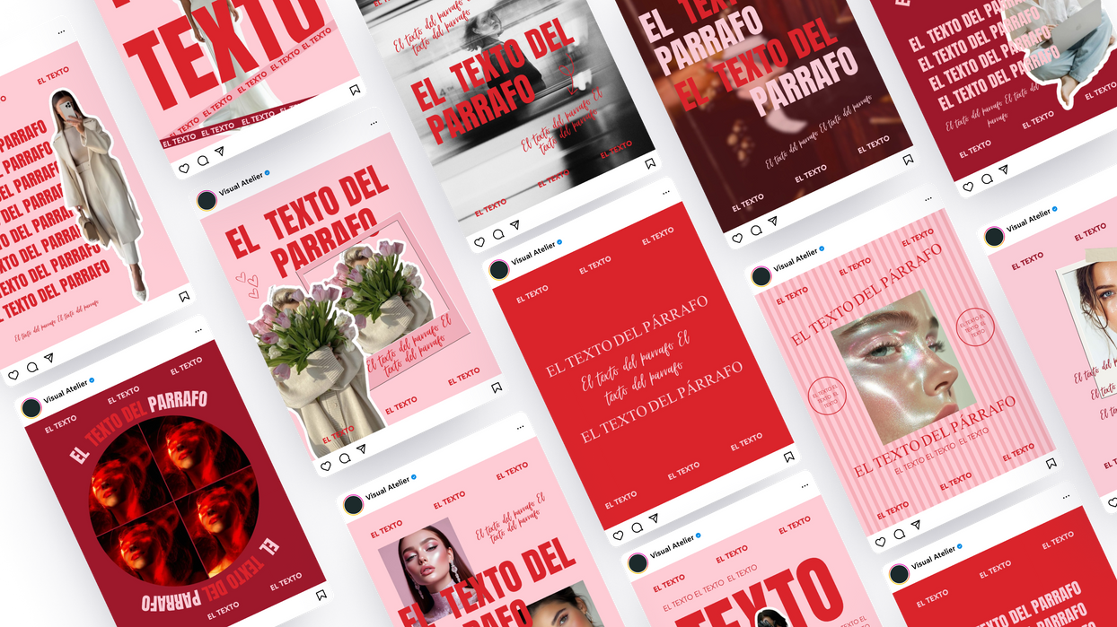 Plantillas de diseño para redes sociales en tonos rojos