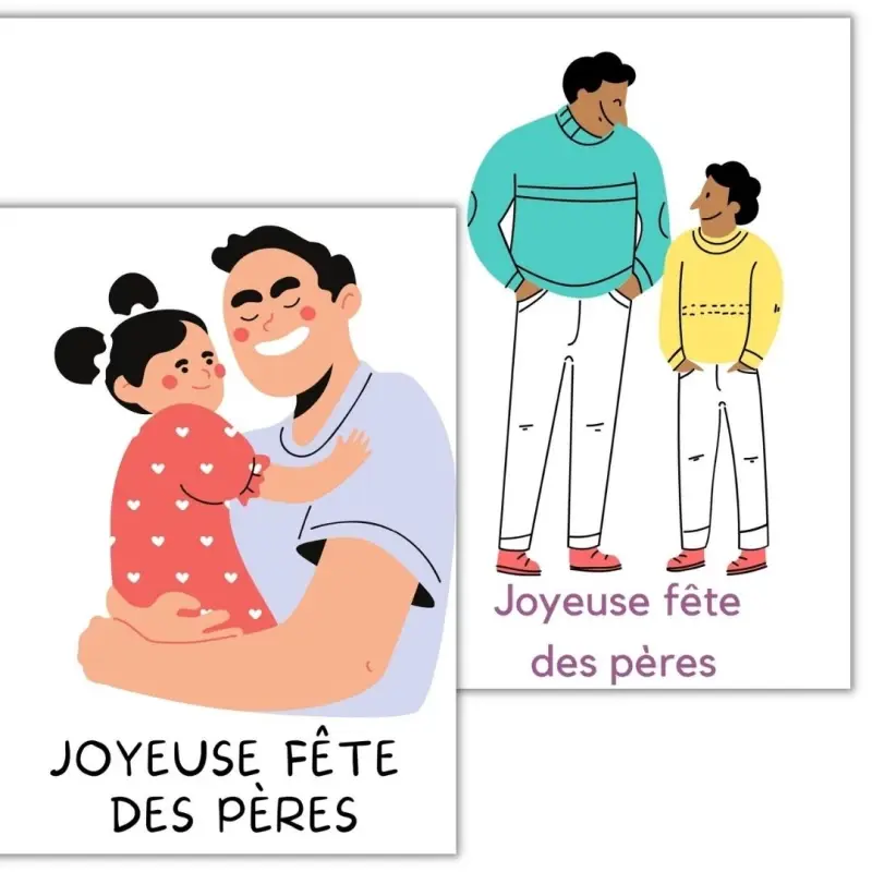 Thumbnail: Ensemble de cartes de fête des Pères pour écrire un message ou dessiner