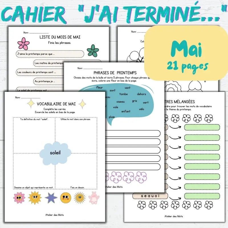 Miniature : Ensemble Cahiers « J’ai terminé … » 2e à 6e année