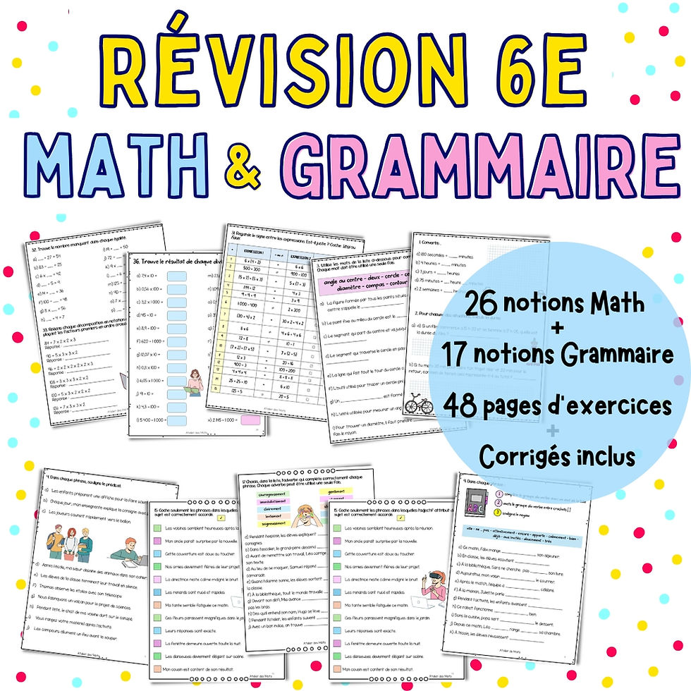 Couverture de l’ensemble révision math et grammaire 6e année