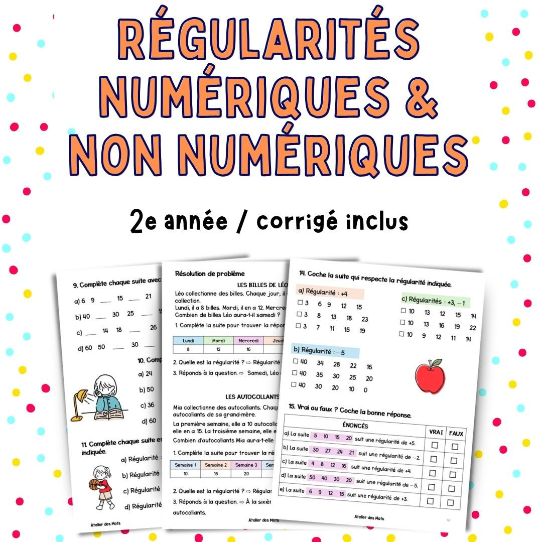 Régularités numériques et non numériques 2e année – Exercices de mathématiques