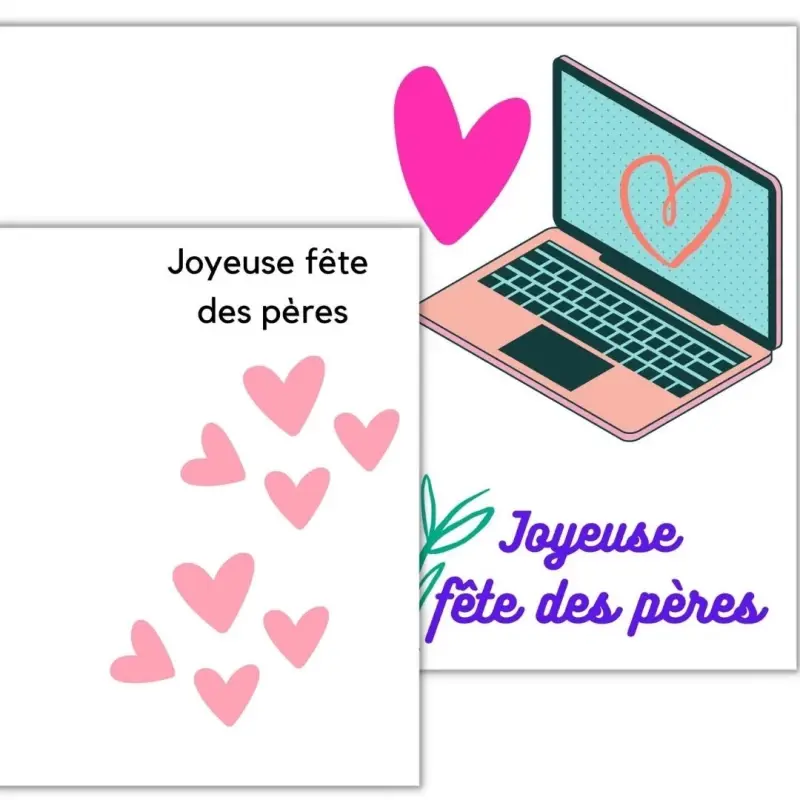 Thumbnail: Ensemble de cartes de fête des Pères pour écrire un message ou dessiner