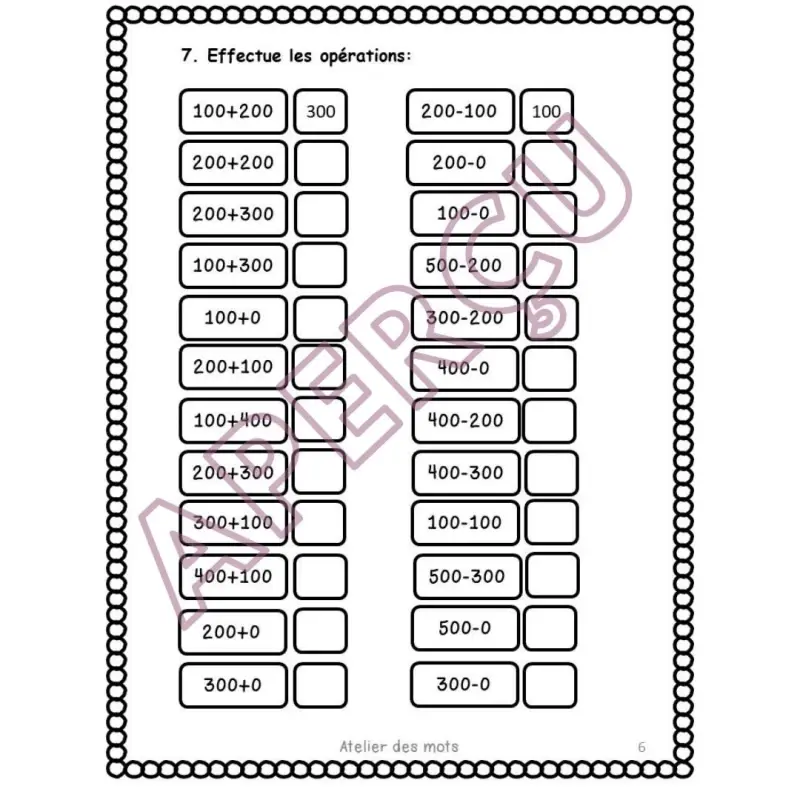Miniature : Nombres de 0 à 500 - atelier de mathématique 2e à 3e année
