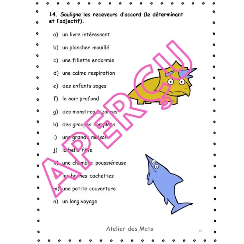 Miniature : Révision notions grammaire 3e année