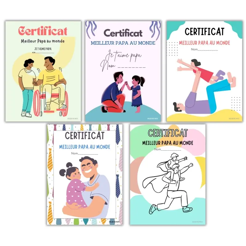 Miniature : Ensemble de certificats variés pour la fête des Pères avec modèles inclusifs