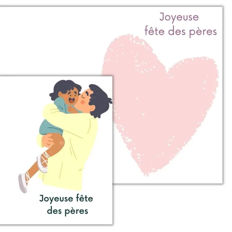 Thumbnail: Ensemble de cartes de fête des Pères pour écrire un message ou dessiner