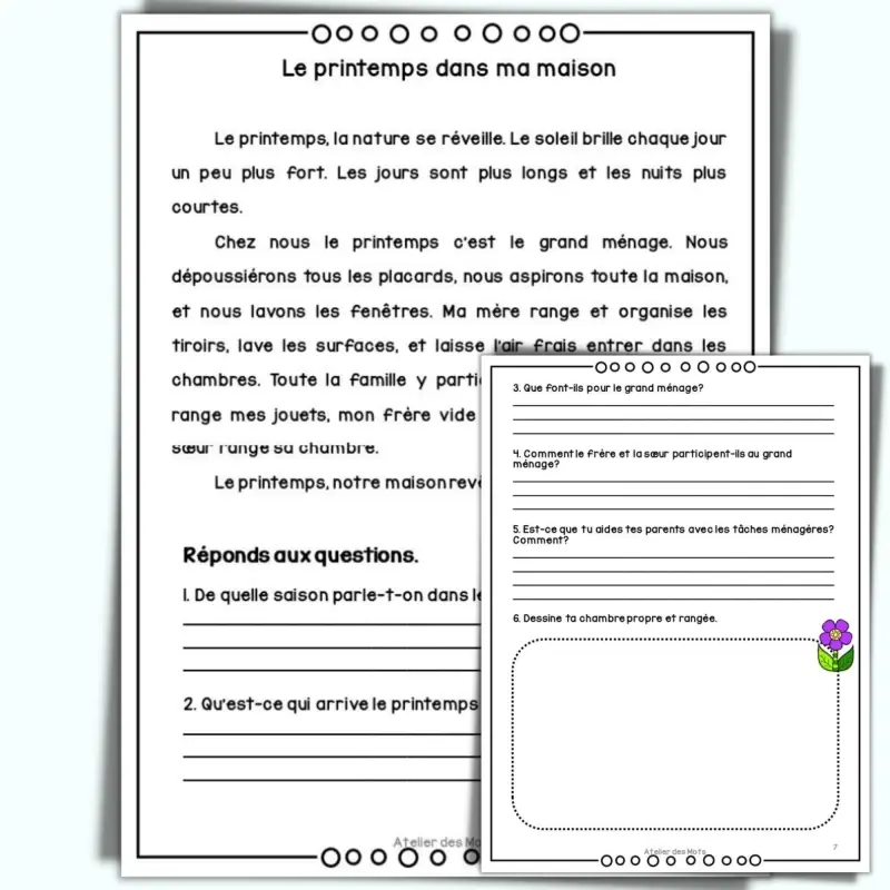 Thumbnail: Aperçu de la ressource Printemps compréhension de lecture 2e et 3e année