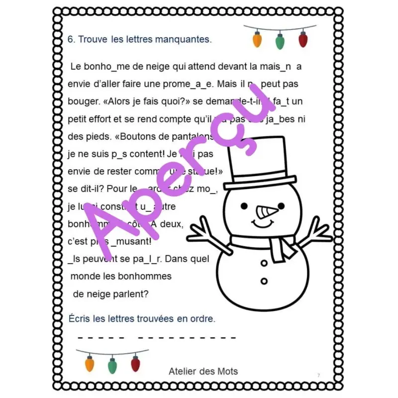 Thumbnail: Lettres manquantes Textes d'hiver