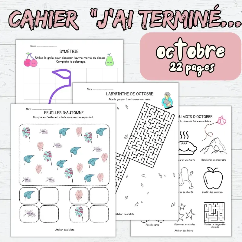 Miniature : Ensemble Cahiers « J’ai terminé … » 2e à 6e année