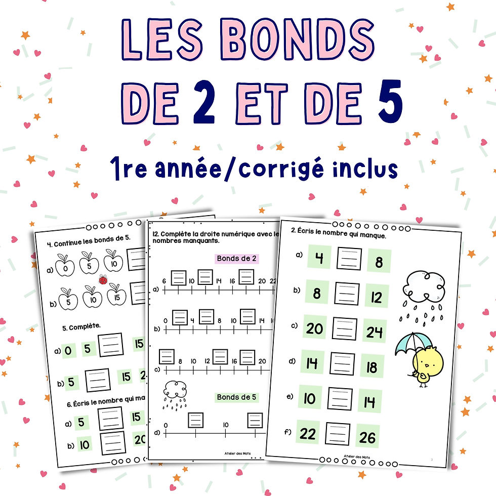 Bonds de 2 et de 5 – exercices de mathématiques pour la 1re année