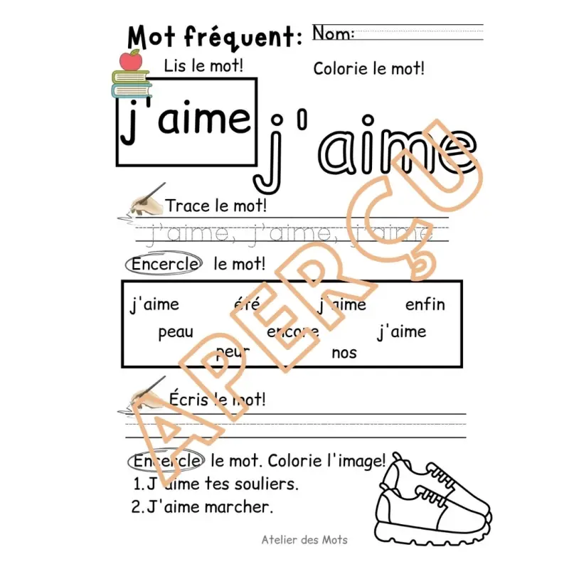 Miniature : Mots fréquents 2e année (3)/Mot du jour