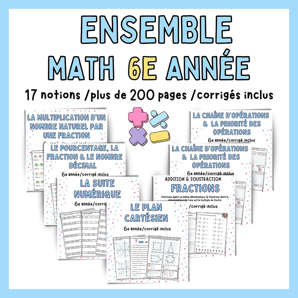 Couverture ressource Ensemble Mathématiques 6e année