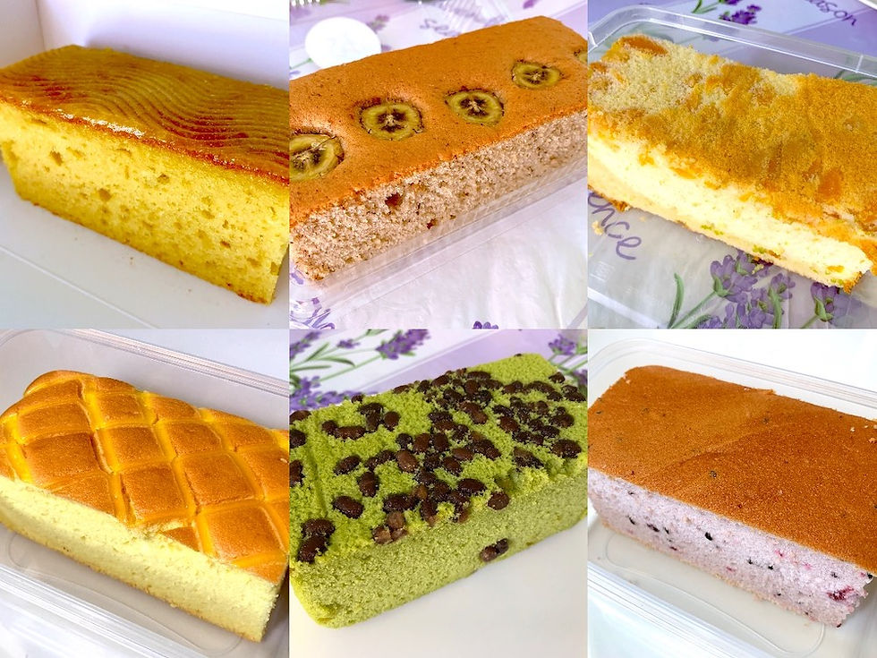 Salt Bakes: Yuzu Cake, Lemon Cake, Matcha Red Bean Cake, Blueberry Cake, Banana Cake & Peach Cake