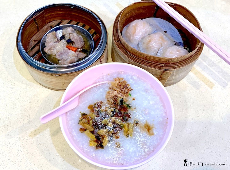 Dim Sum Express (筷餐点心): century egg pork porridge, pork ribs and prawn dumplings (3 pcs)