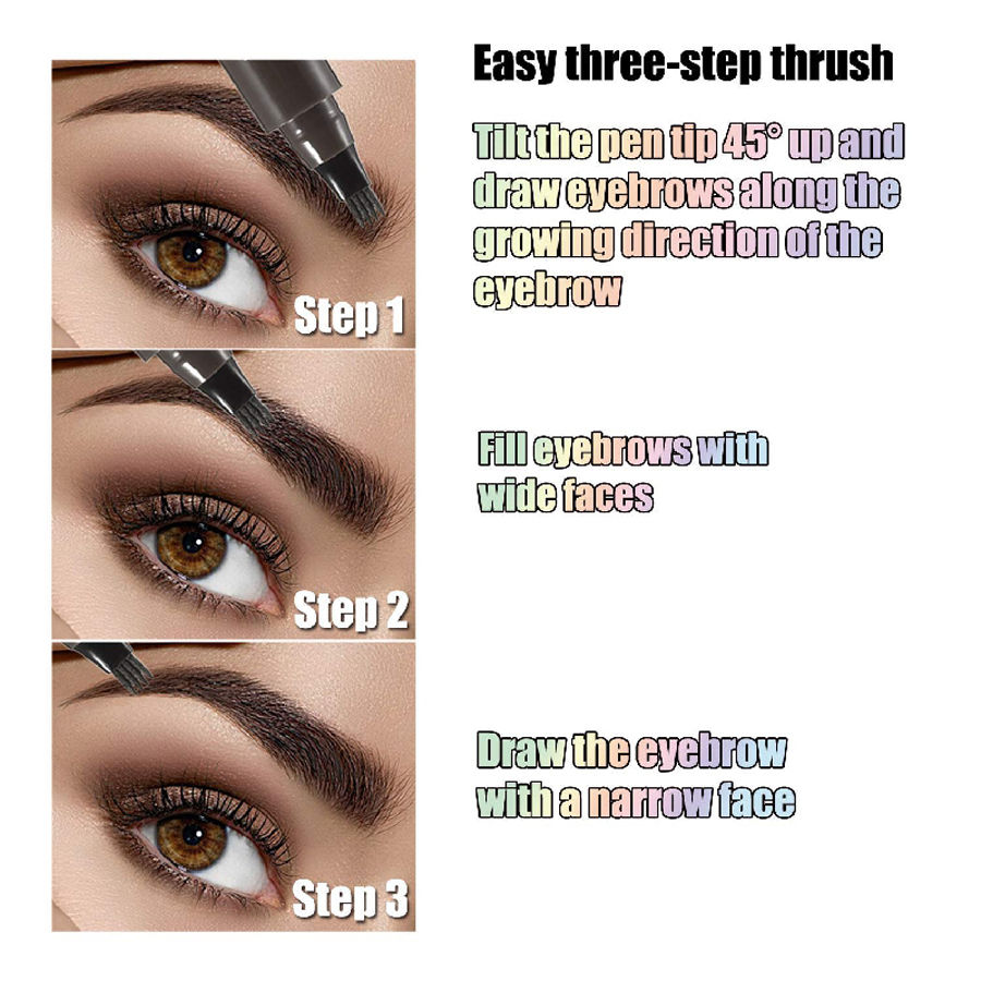 Miniatura: Lápis de Sobrancelha à Prova d'Água, Microblading, com 4 Pontas Divididas.