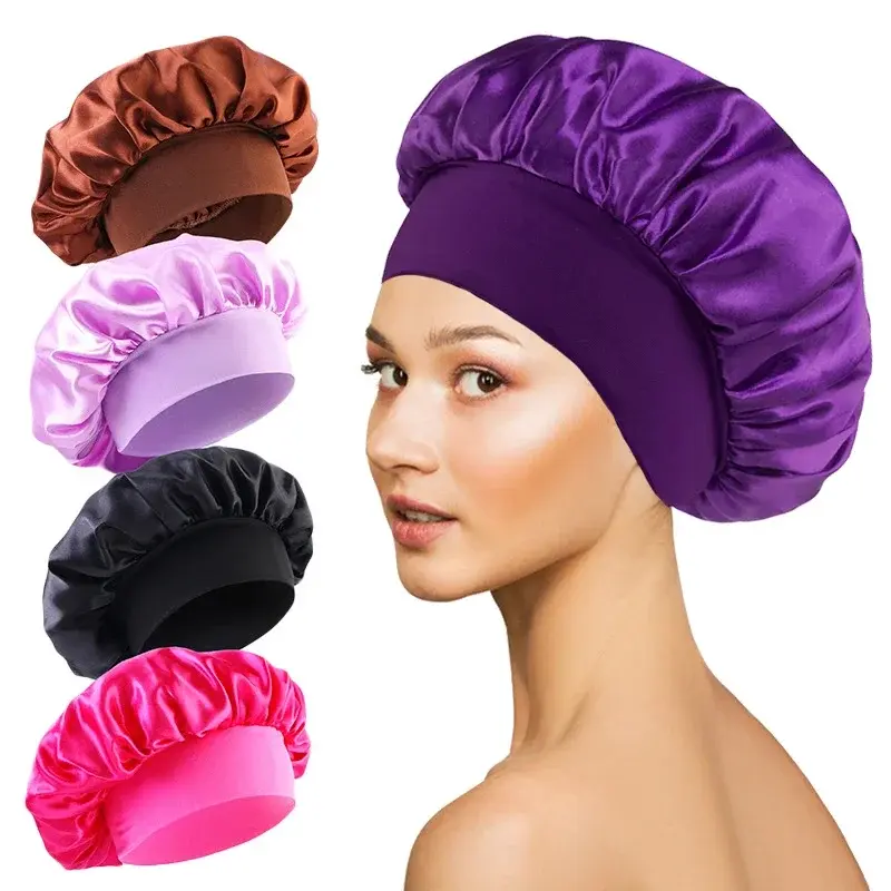 unidade de touca grande forrada com cetim de seda macio para cabelo, ideal para
