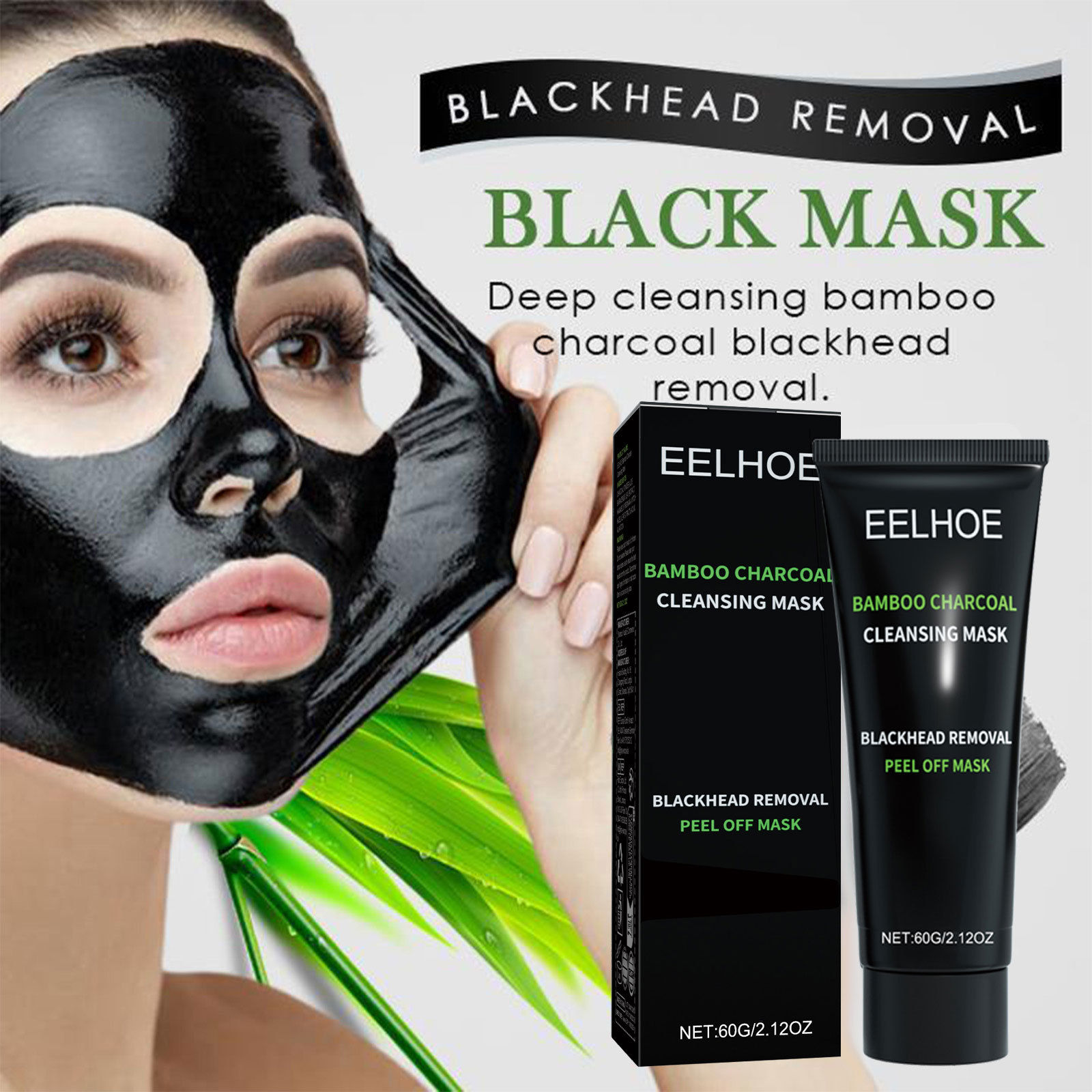Máscara facial removedora de cravos com carvão de bambu Eelhoe: limpeza profunda