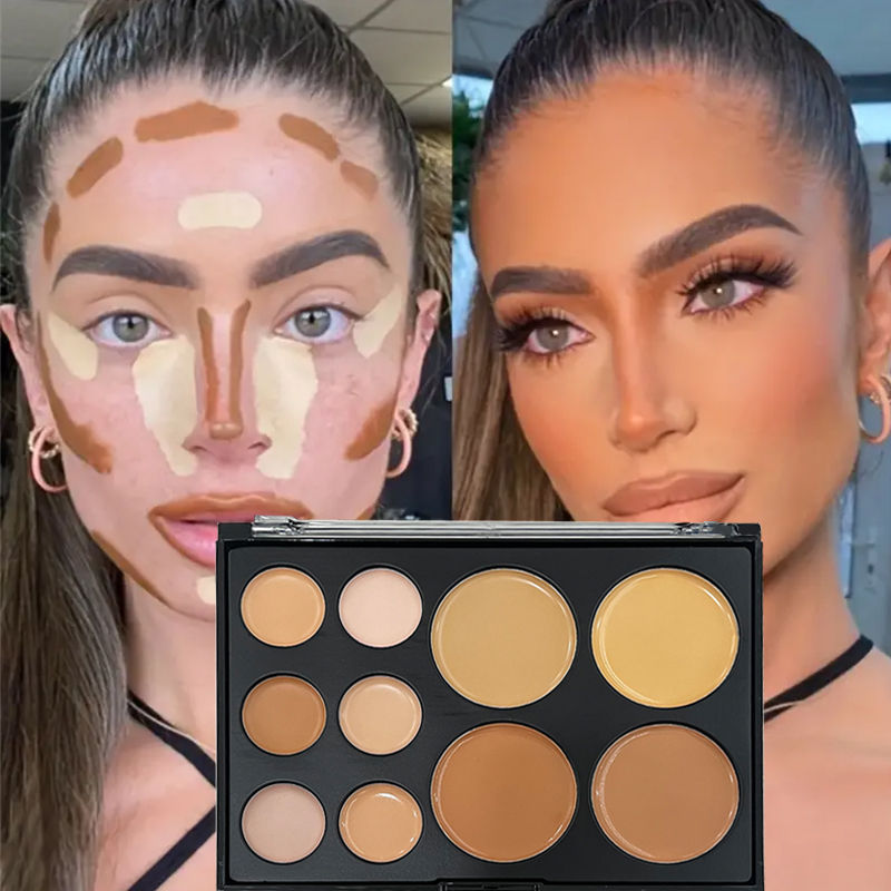 Paleta de Corretivo com 10 Cores, Base Reparadora para Olhos, Matte para Olheira