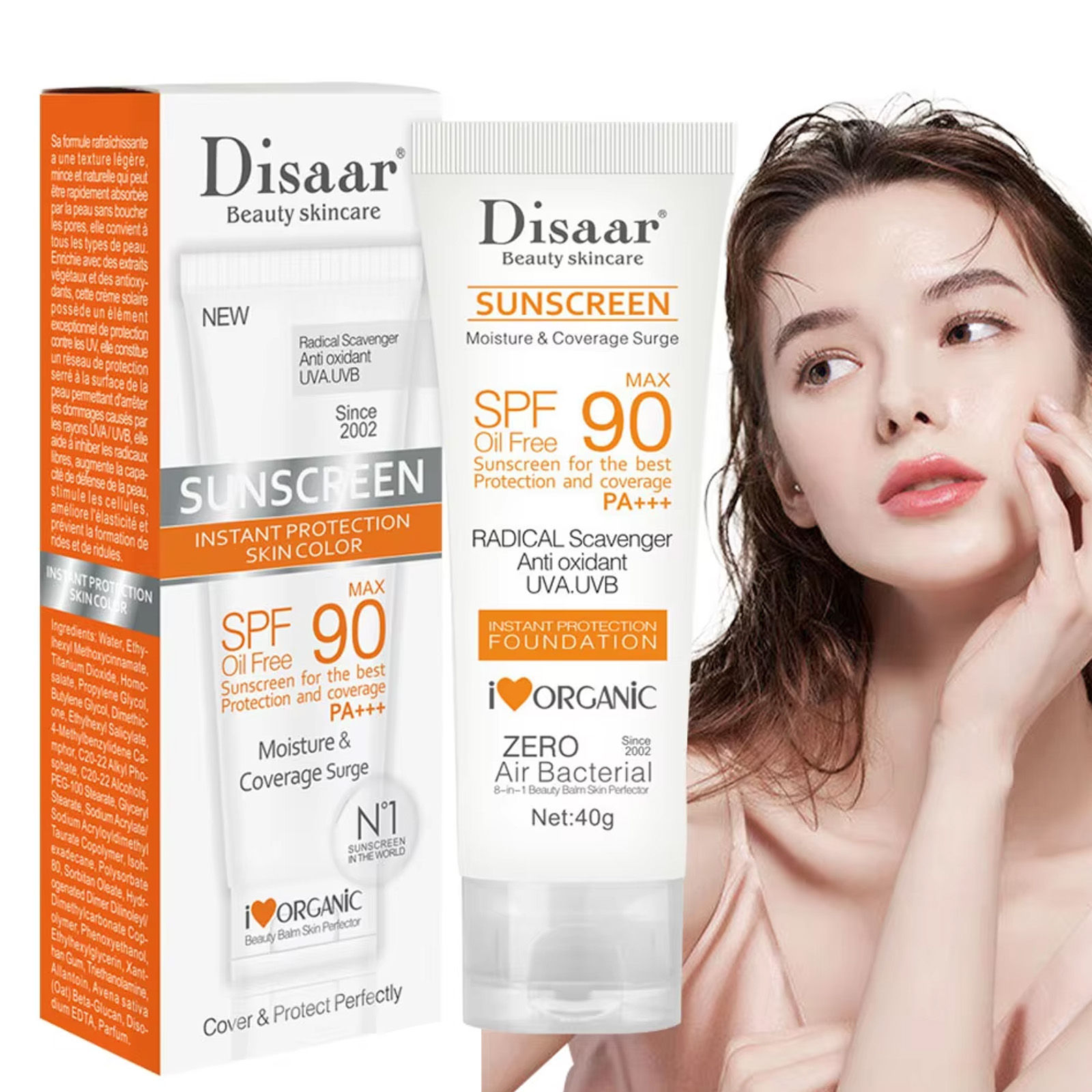 Protetor solar facial e corporal à prova d'água FPS 90+ UV, creme solar protetor
