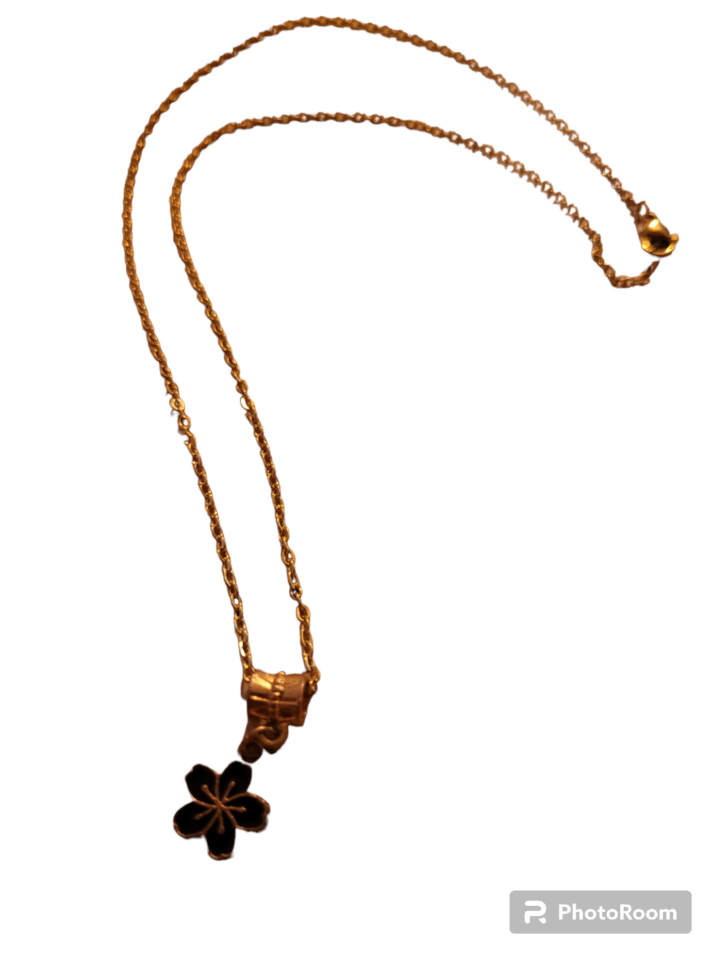 Chaîne avec fleur noir en inoxydable 