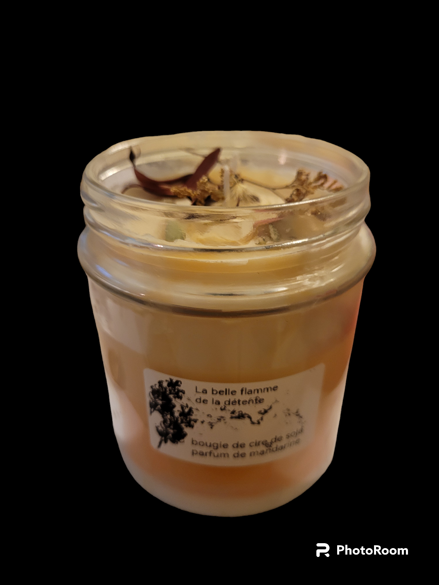 Grande bougie a cire de soja parfum mandarine