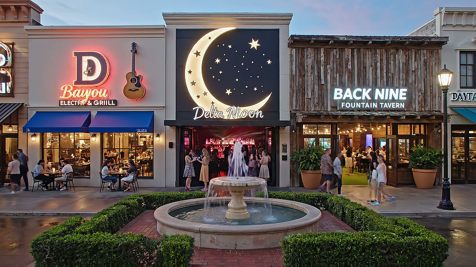 Firefly Create a realistic video advertising the restaurants, bars and nightclubs on the D