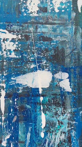 Thumbnail: Plunge into Blue (2021) 36" x 12" acrylic on stretched canvas