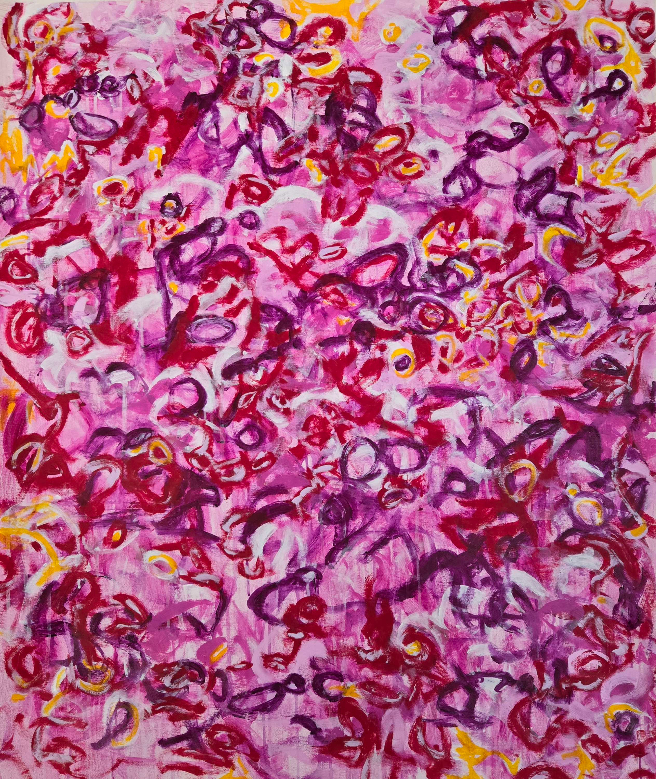 Intimacy (2024) 35" x 40.5" Acrylic on unstretched canvas