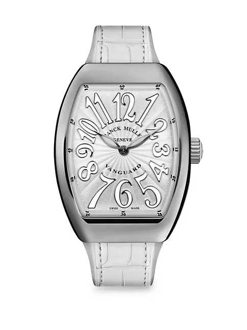 Franck Muller Lady Vanguard Stainless Steel & Croc-Embossed Leather Strap Watch
